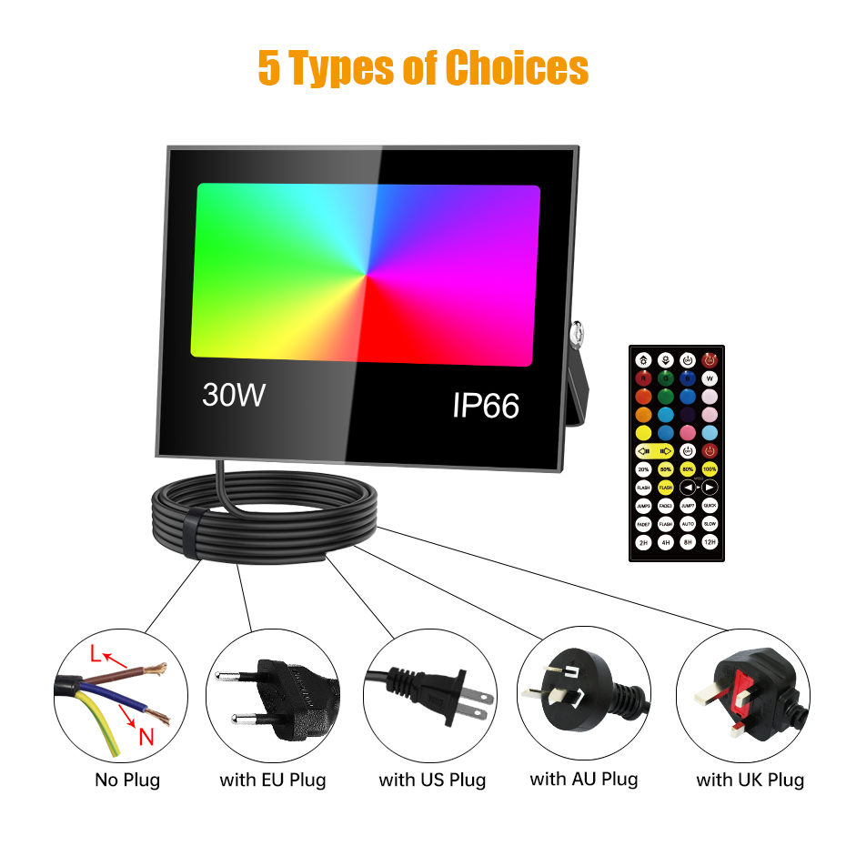 كشاف LED RGB بقوة 80 واط و50 و - مراجعة Outdoor Lighting Uk وسعره